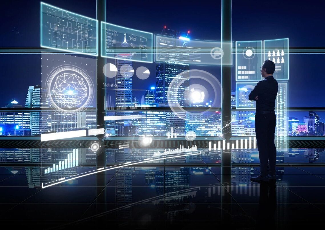 qtq80-J1XqPk Business man looking at data on transparent screen
